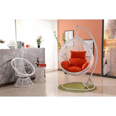 Outdoor Swing Hanging Pod Trapeze Wicker Rattan Egg Chair #  White-M